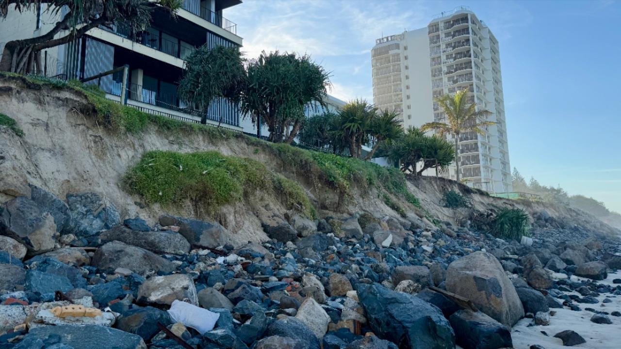 Main Beach on the Gold Coast still showing the impact of Cyclone Alfred, three months after the weather event caused severe erosion along the northern beaches,