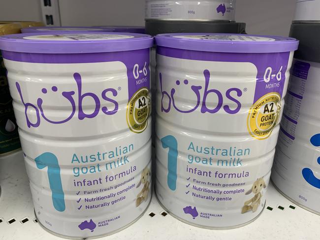 Bubs goat milk infant formula. Picture: PETER HEMPHILL