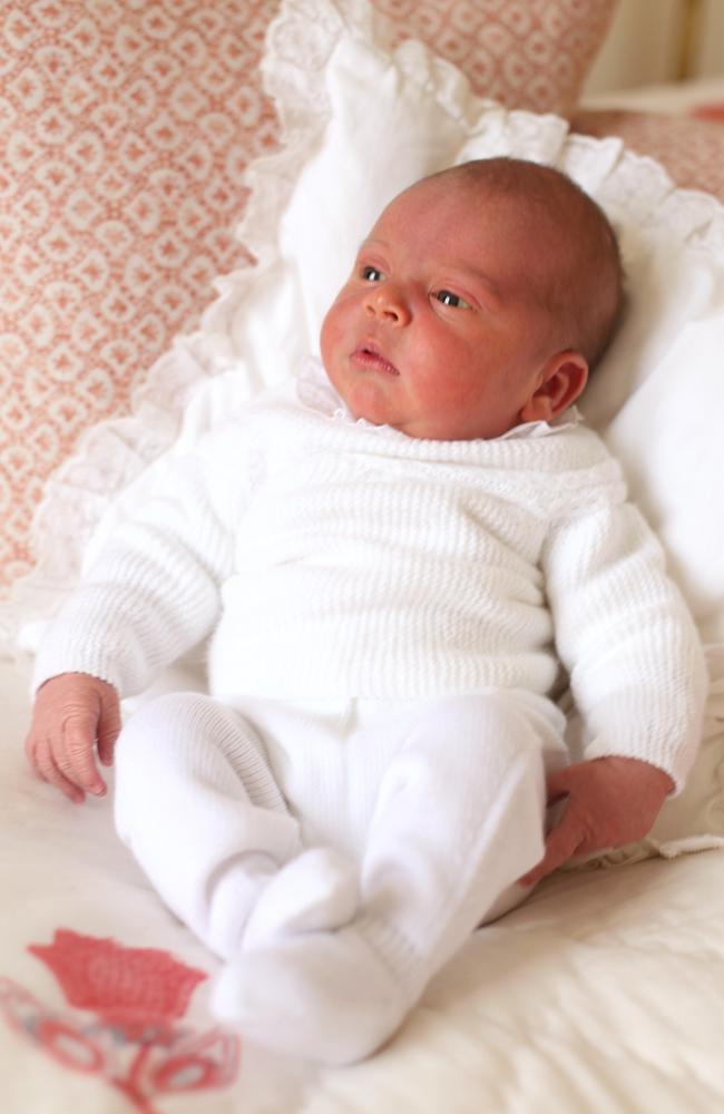 The first official royal portrait of Prince Louis of Cambridge. The photograph was taken by his mother Catherine, the Duchess of Cambridge, at Kensington Palace three days after his birth. Picture: Duchess of Cambridge/MEGA