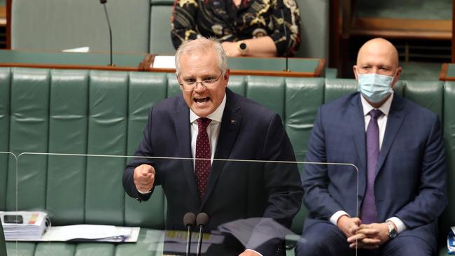 Prime Minister Scott Morrison during Question Time in the House of Representatives in Parliament House Canberra. Picture: Gary Ramage / NCA NewsWire