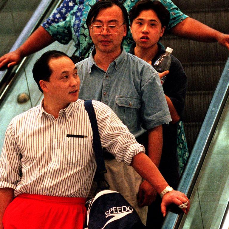 Yuan Yuan (rear) at Sydney Airport after customs officers seized 13 vials of what is suspected to be illegal performance enhancing drug Norditropin in her luggage in 1998. Picture: Supplied