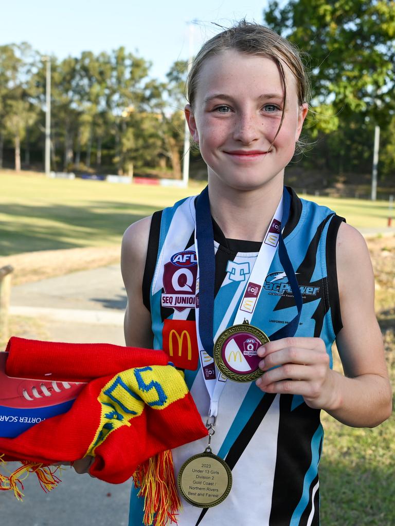 Jayde Langley of Pacific Pines Power won the best on ground for the Under 13 Girls Div 2 grand final for SEQJ Gold Coast Northern Rivers: Picture: Supplied