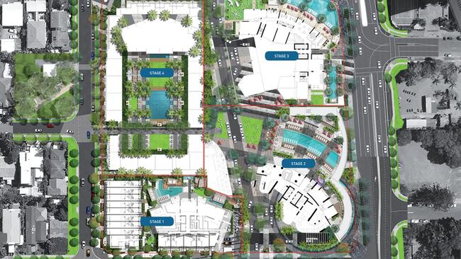 An artist's impression of the four stages of the Ruby development by Ralan Group. Photo: Supplied