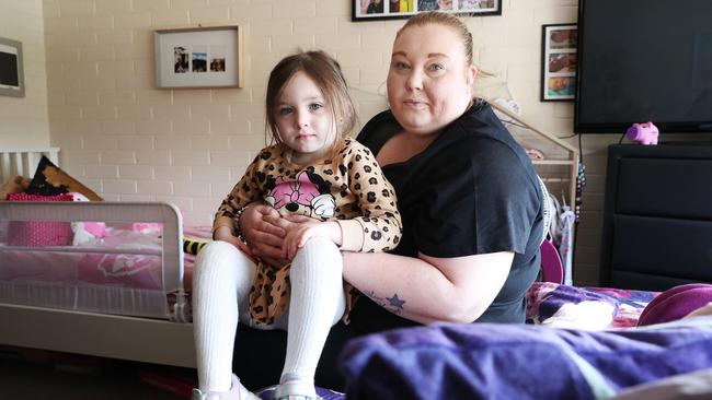 Natasha Richardson with daughter Scarlett in their unit at South Hobart. Picture: Nikki Davis-Jones