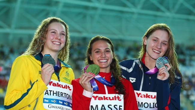 Minna Atherton with her silver medal. (Photo by Clive Rose/Getty Images)