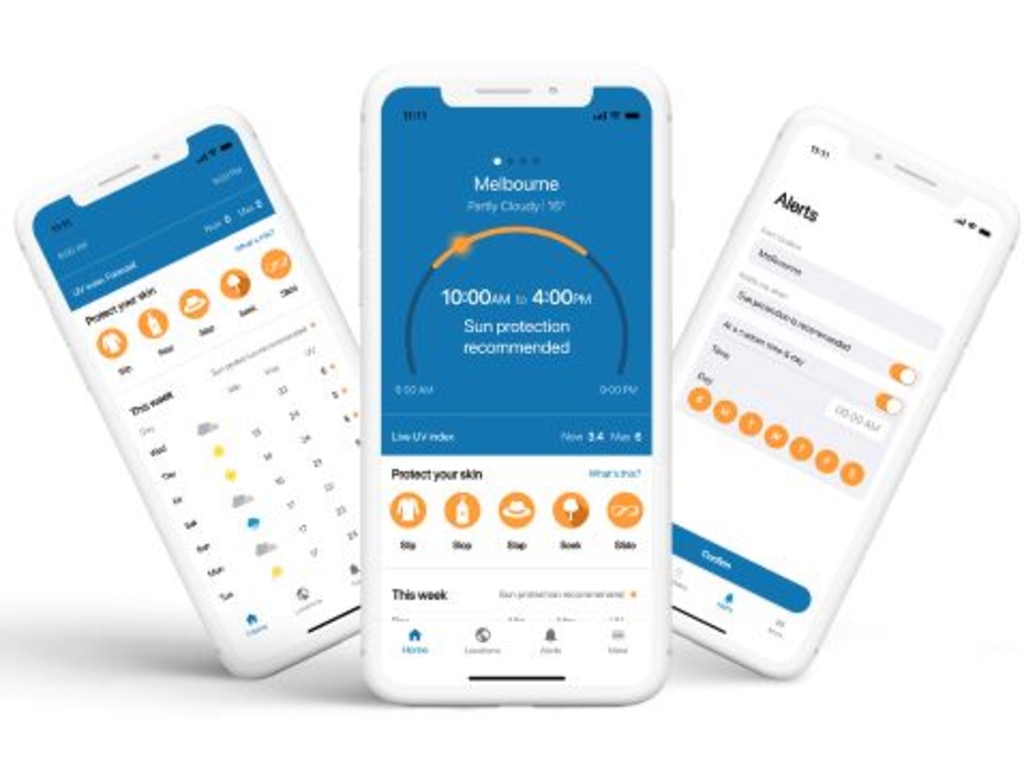 The SunSmart Global UV app provides live updates about location-specific UV levels, informing you when you do and don’t need sun protection. Picture: Cancer Council Victoria