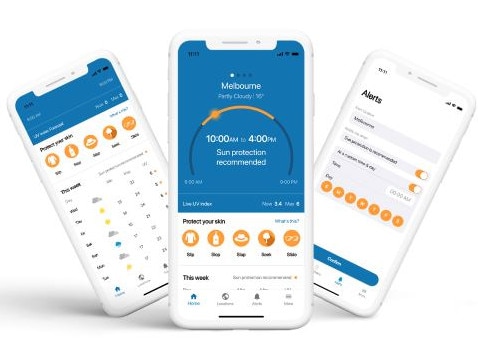 The SunSmart Global UV app provides live updates about location-specific UV levels, informing you when you do and don’t need sun protection. Picture: Cancer Council Victoria
