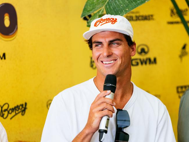 GOLD COAST, QUEENSLAND, AUSTRALIA - APRIL 26: Callum Robson of Australia at the Press Conference prior to the commencement of the Bonsoy Gold Coast Pro on April 26, 2024 at Gold Coast, Queensland, Australia. (Photo by Cait Miers/World Surf League)