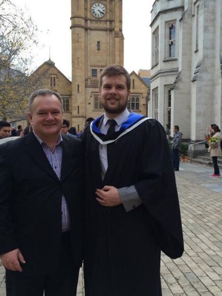 Glen Prien and son Fergus in 2014.