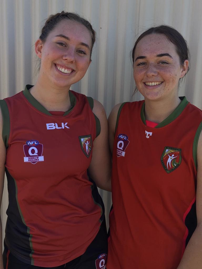 St Teresa's goal kickers Fran Cogill, left, and Amy Kibble after the first round 1.