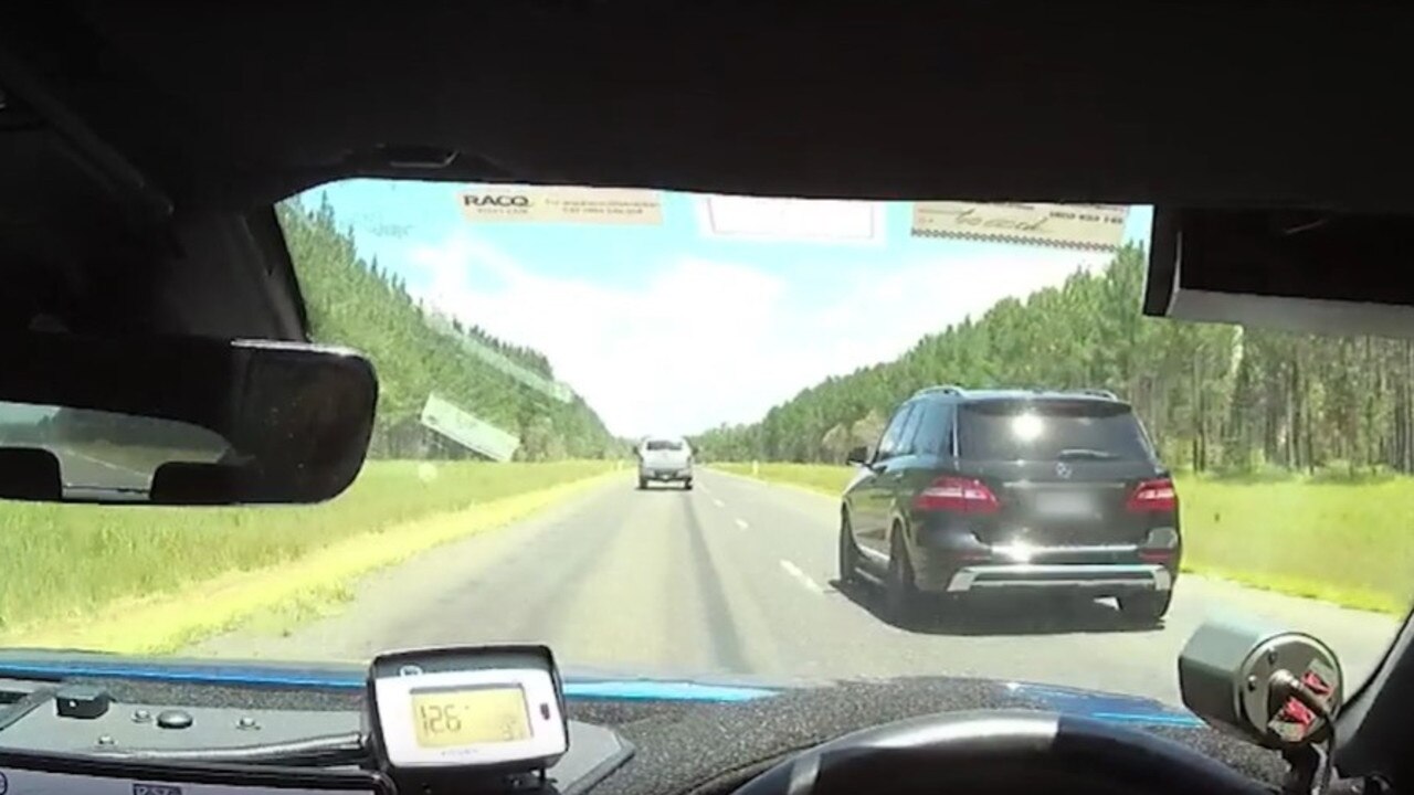 Footage shared by Queensland Police depict cars going more than 20km/h above the speed limit during overtaking attempts.