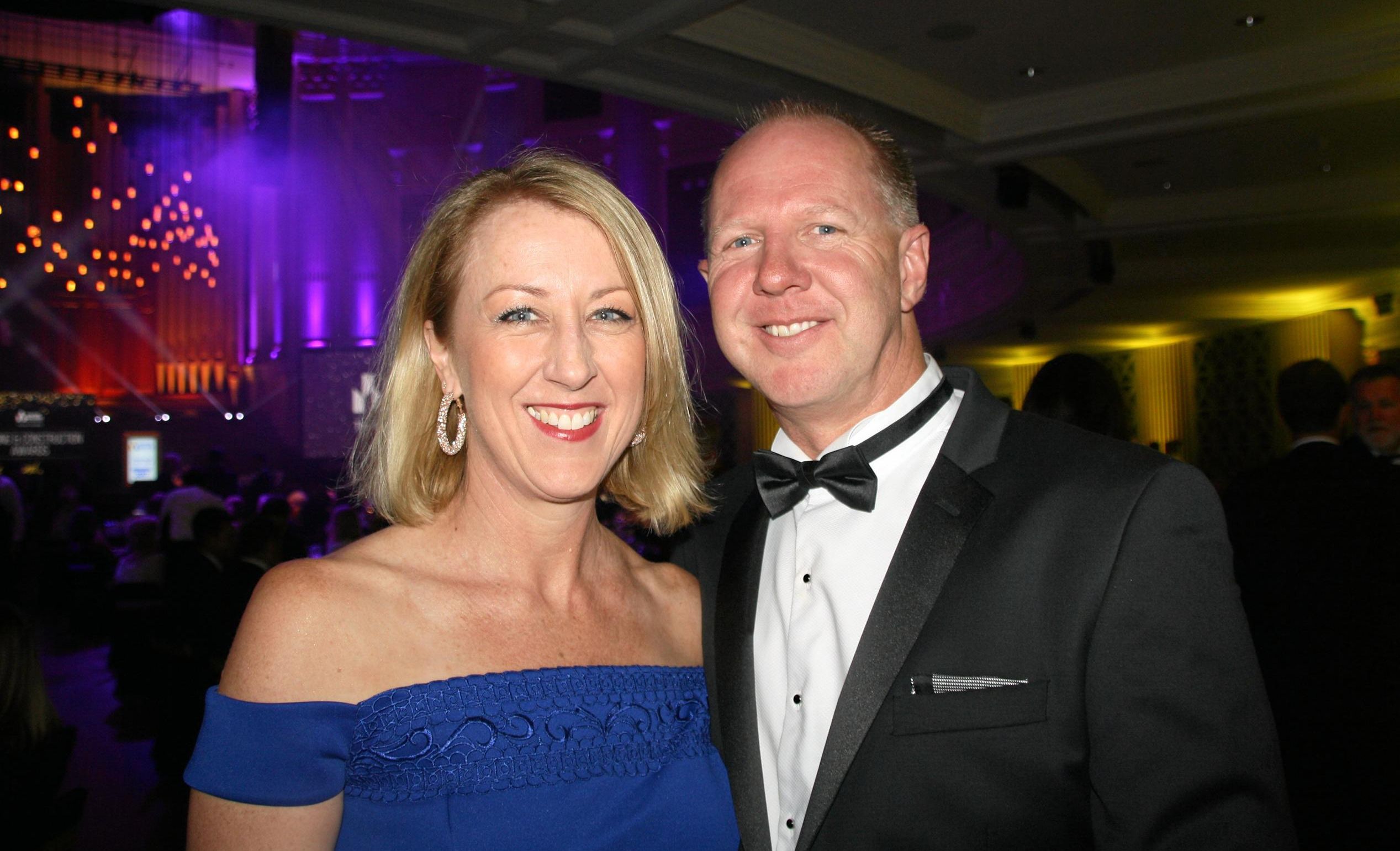 Anna and Michael Michell of Hutchinsons Builders at the 2017 Master Builders Queensland Housing and Construction Awards at Brisbane City Hall. Picture: Erle Levey