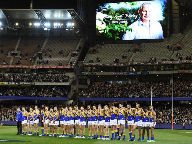 Danny Frawley was remembered with a minute’s silence. Picture: Getty Images