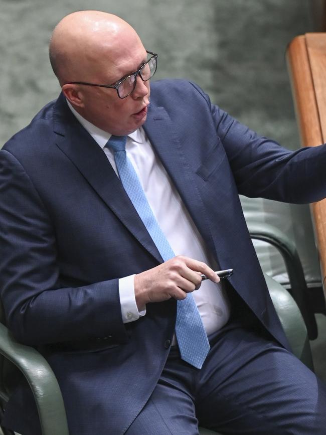 Peter Dutton continued the Opposition’s attack during Question Time. Picture: NewsWire / Martin Ollman