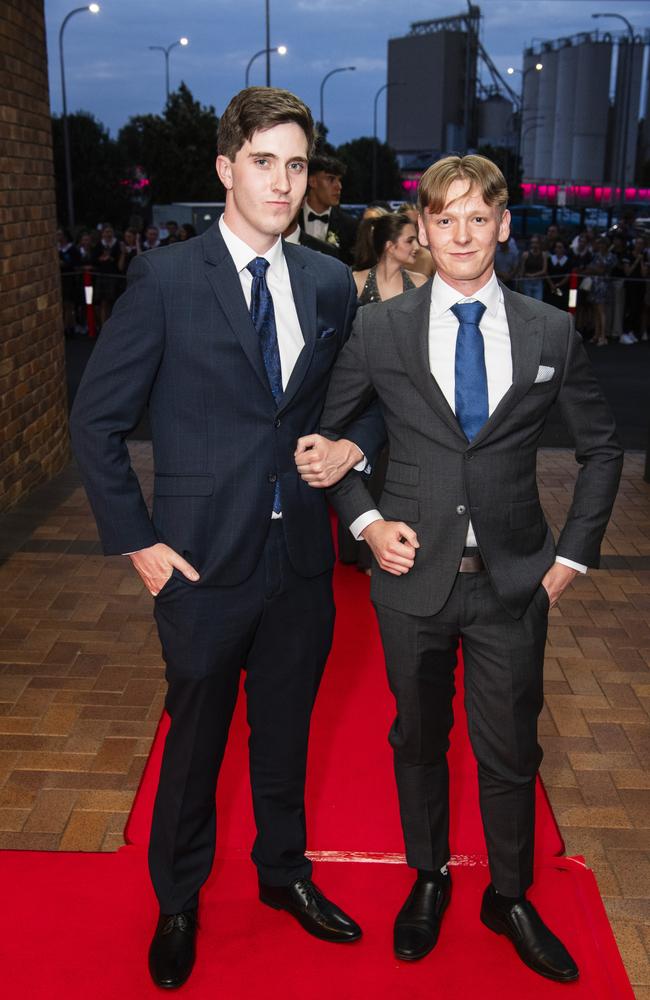 Tristan Keeton (left) and Braith Campbell at Toowoomba Grammar School formal at Rumours International, Wednesday, November 15, 2023. Picture: Kevin Farmer