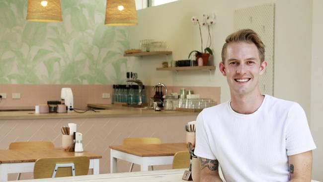 Joedy Kyle at his new cafe space on Sydney Street, New Farm. Picture: AAP/Claudia Baxter