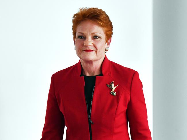 Pauline Hanson leaves after a press conference at Parliament House in Canberra, Thursday, August 16, 2018. (AAP Image/Mick Tsikas) NO ARCHIVING