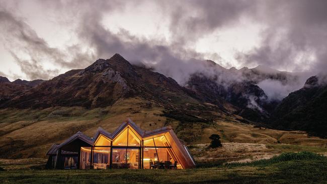 Mt Isthmus Lodge in Central Otago is flanked by the range that divides Lake Hawea and Lake Wanaka. Picture: Camilla Rutherford