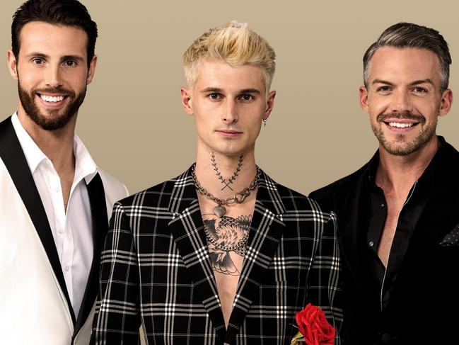 Felix Von Hofe,  Jed McIntosh and  Thomas Malucelli are the three Bachelors for Ch 10 in 2022.Picture: Channel 10