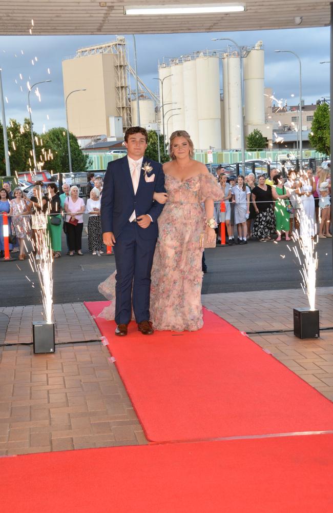 Toowoomba school formals. At the 2023 St Ursula's College formal is graduate Lily Swan with her partner Jesse Bohm. Picture: Rhylea Millar