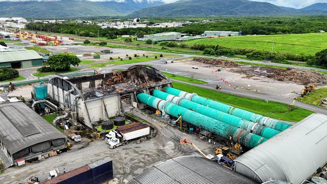 The Bedminster Advanced Resource Recovery Facility burned down on January 23, shutting down the facility. The fire site has largely been cleared, but the damage to the steel structure of the building is severe. Picture: Brendan Radke