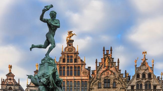 The Brabo fountain with its statue in Antwerp.