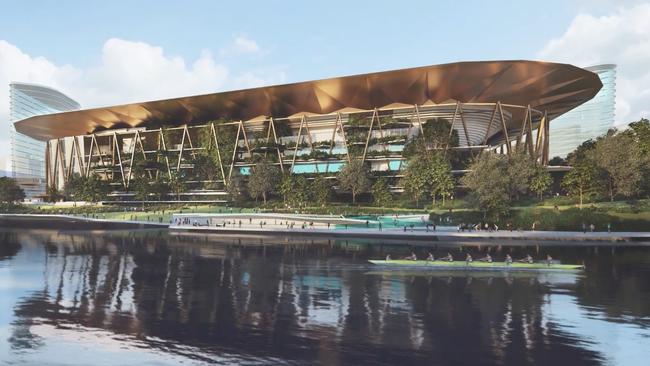 Artist's impressions of Riverbank West, the planned covered second stadium for Adelaide's CBD.