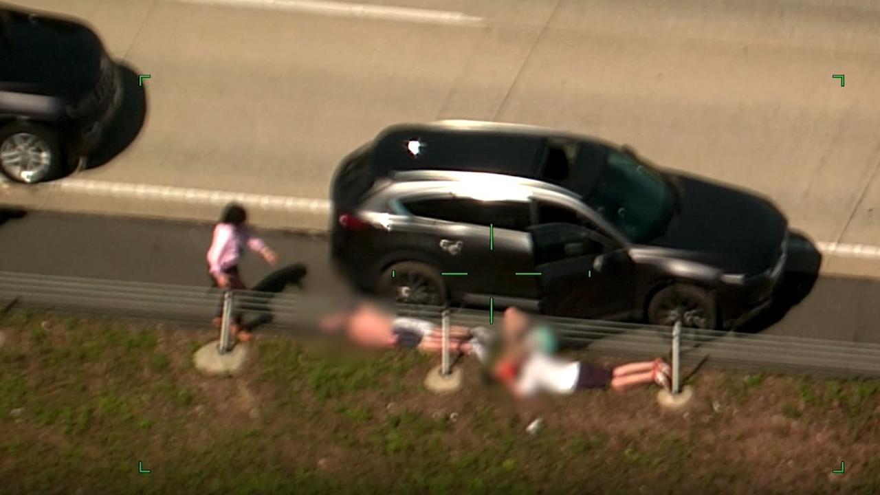 Polair vision of Taskforce Guardian and police arresting three juveniles in relation to a stolen car on Pacific Motorway at Yatala on January 8. The new helicopter for Cairns will have hi-tech cameras and tracking capability.