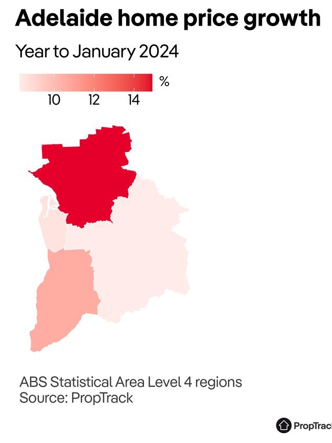 Adelaide home price growth. Image PropTrack