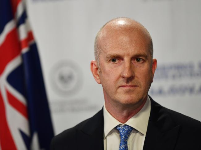 South Australian deputy public health officer Dr Michael Cusack speaks to the media in Adelaide, Thursday, April 16, 2020. The Australian Government has announced even tighter restrictions around social gatherings, and boosted stimulus spending, in attempts to fight off the coronavirus and it's affects on the economy. (AAP Image/David Mariuz) NO ARCHIVING