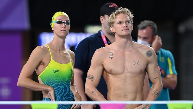 Cody Simpson and his partner Emma McKeon at the Birmingham 2022 Commonwealth Games. (Photo by Quinn Rooney/Getty Images)