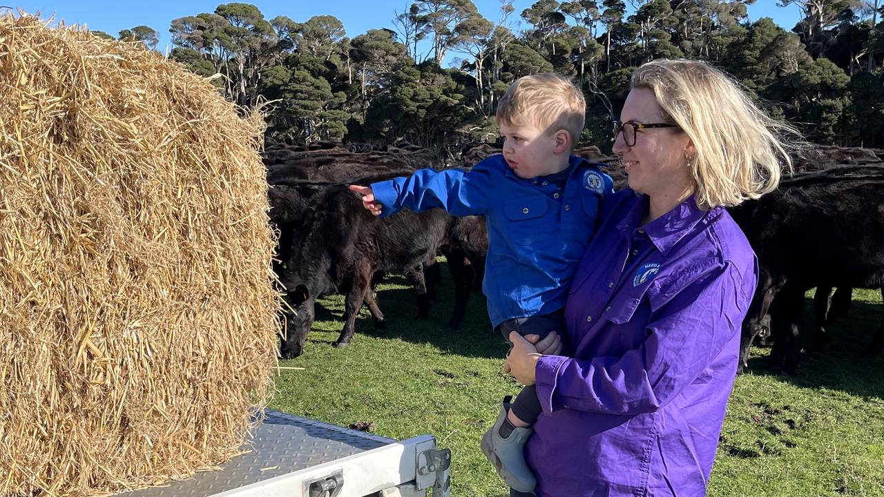 Volunteers battle rough seas amid King Island bale donation