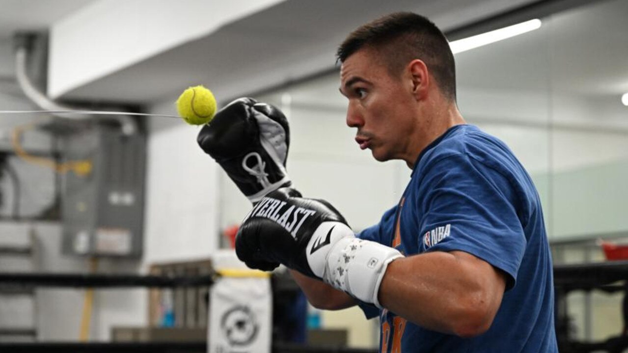 Tim Tszyu trains in Los Angeles in preparation for his world title fight against Jermell Charlo. Photo: No Limit Boxing/Grant Trouville.