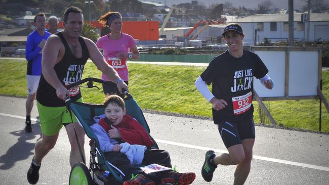 Jack and his dad Chris in a previous challenge. Picture: Supplied