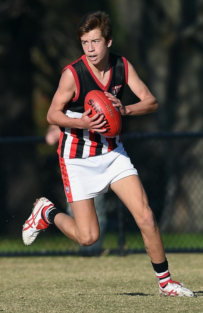 Joel Crocker, son of Darren, is in Vic Metro’s Under 16 squad, which is already being scouted by AFL clubs. Picture: Andy Brownbill