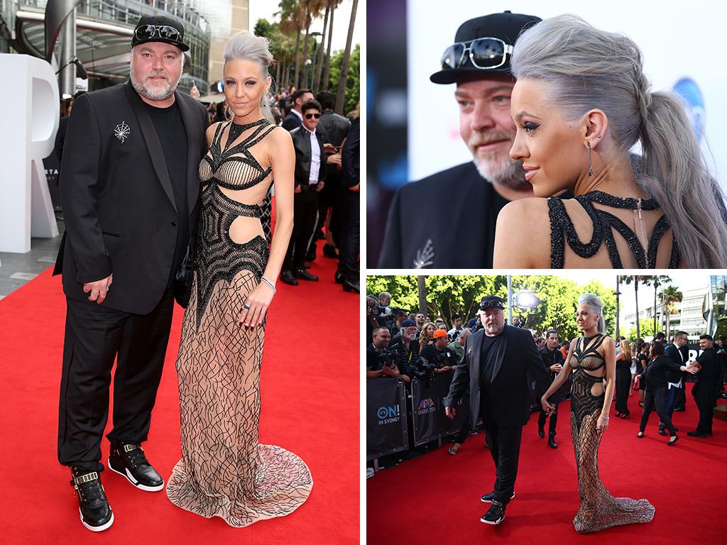 Kyle Sandilands and girlfriend Imogen Anthony arrive on the red carpet at the ARIA Awards 2014 in Sydney, Australia. Picture: Getty