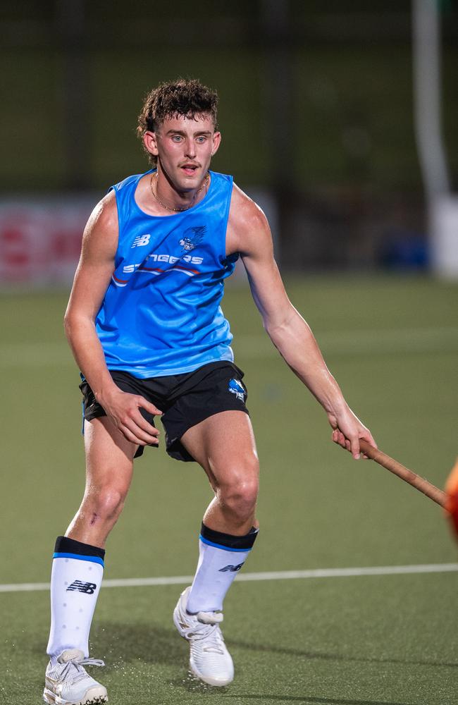 Zach Rakkas in the first Festival of Hockey match between the Territory Stingers and Brisbane Blaze. Picture: Pema Tamang Pakhrin