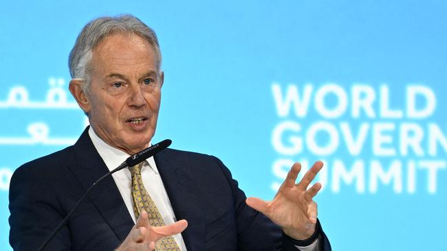 The UK’s former prime minister Tony Blair speaks at a panel session during the World Government Summit in Dubai. Picture: Ryan Lim/AFP