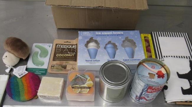 Australian Border Force officials intercepted four packages of candles from Canada which they allege contained significant amounts of pseudoephedrine – a precursor for methamphetamine. Photos: Supplied by Australian Border Force.