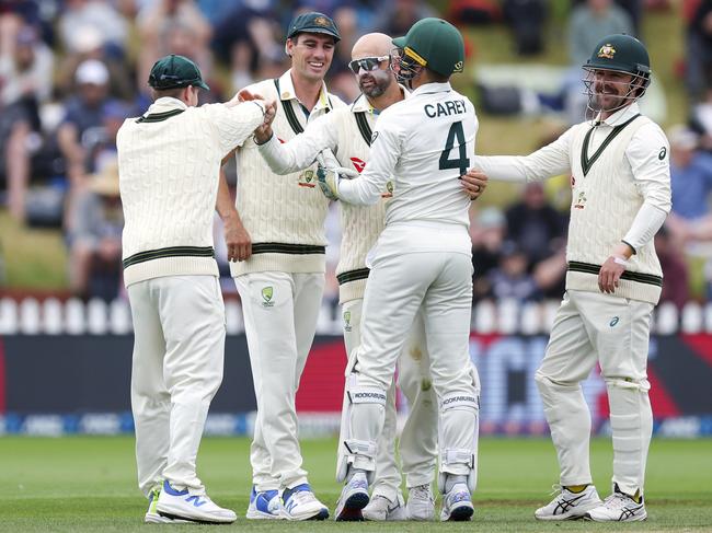 Nathan Lyon tore through New Zealand’s middle-order on day four. Picture: Hagen Hopkins/Getty Images