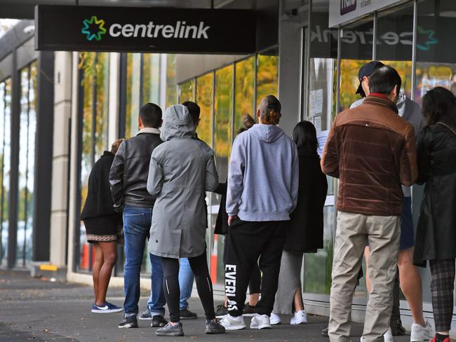 Centrelink queues continue to grow. Picture: AFP