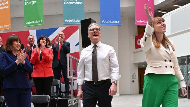 Labour Party leader Sir Keir Starmer and deputy leader Angela Rayner arrive to launch Labour's general election manifesto on Thursday. Picture: Getty Images