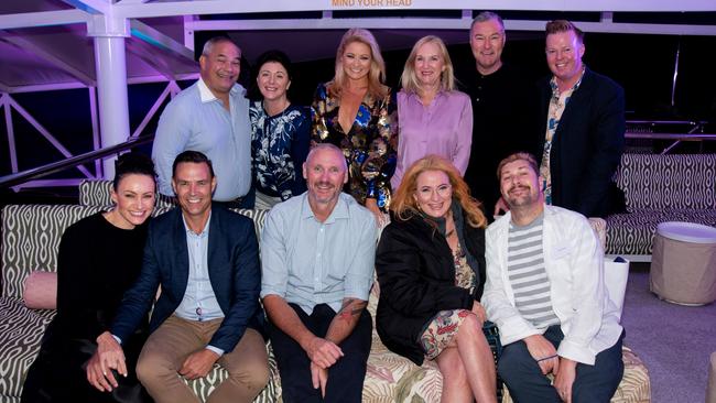Back: Mayor Tom Tate, Ruth Tate, Carly Snodgrass, Stacey Langbroek, John-Paul Langbroek and Andrew Meadowcroft. Front: Samantha Reynolds, Cr Darren Taylor, Peter 'Spida' Everitt, Bridge Brousard, Jamie Brousard. Infomaps 20th Anniversary Party.