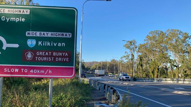 Two people were hospitalised after being trapped in a car for about an hour along the Bruce Highway near Bells Bridge early this morning. Picture: Scott Kovacevic