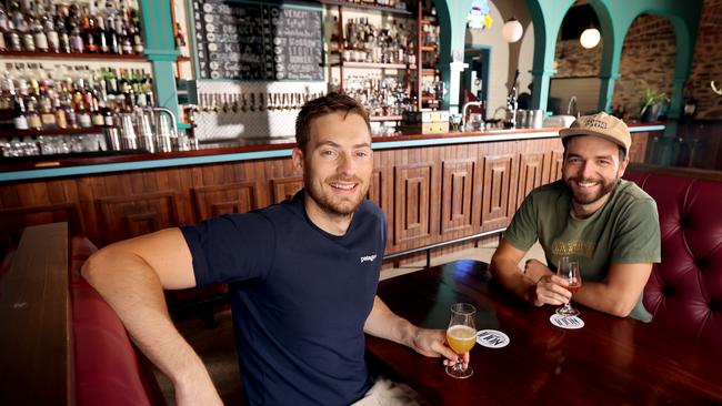 Oliver Brown and Josh Talbot, co-owners of Adelaide bar Nola, say landlord support during COVID helped the hospitality group get through COVID. Picture: Kelly Barnes