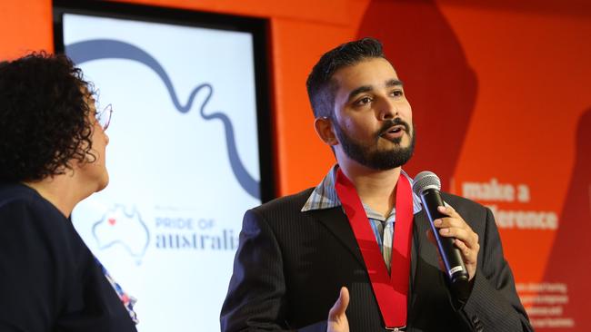 Christine Walker NSW Manager from Australia Post pictured with Mohit Tolani. Picture: Richard Dobson 