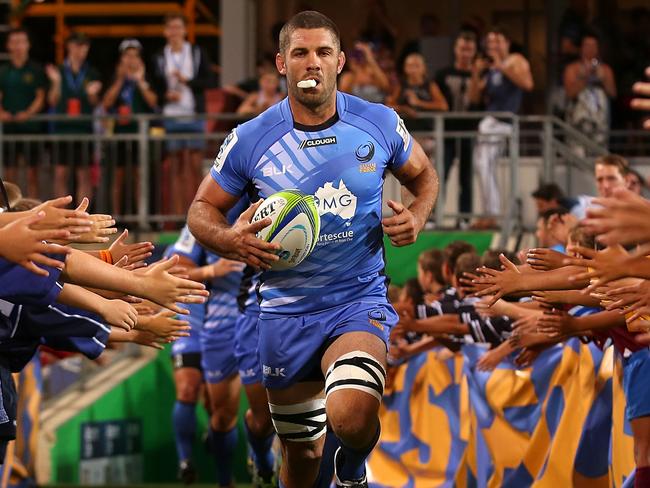 PERTH, AUSTRALIA - MARCH 01: Matt Hodgson of the Force leads his team onto the field during the round three Super Rugby match between the Western Force and the ACT Brumbies at nib Stadium on March 1, 2014 in Perth, Australia. (Photo by Paul Kane/Getty Images)