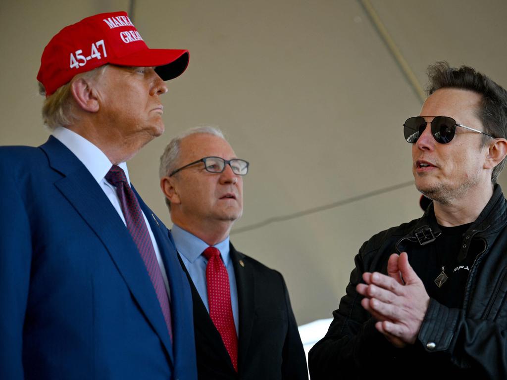 Elon Musk and Donald Trump at a recent SpaceX launch. Picture: Getty Images via AFP