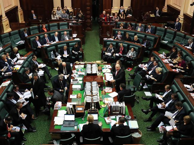 2/05/17 Victorian treasurer Tim Pallas delivers his budget speech to parliament. Aaron Francis/The Australian