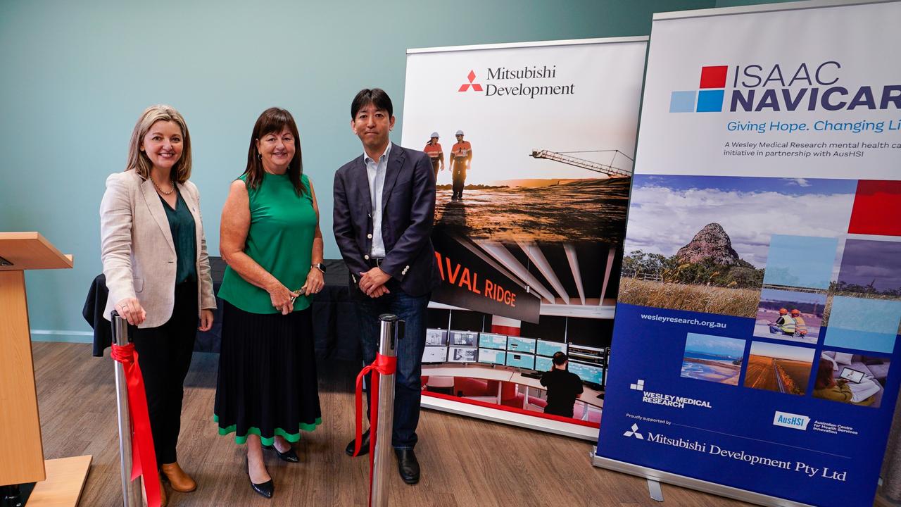 Official launch of Isaac NaviCare at the Moranbah Youth and Community Centre (L-R) Dr Claudia Giurgiuman – CEO, Wesley Medical Research; Anne Baker – Isaac Regional Council Mayor; Taro Abe – Senior Vice President and Head of Metallurgical Coal Division, Mitsubishi Development. Picture: Contributed